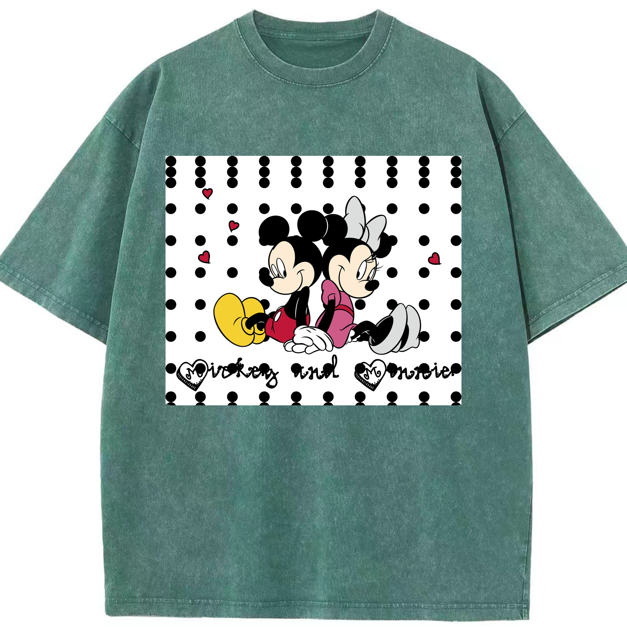 （画像用） ミッキーマウス Mickey Mouse 綿100% ヴィンテージ風 半袖Tシャツ（フロントプリント）